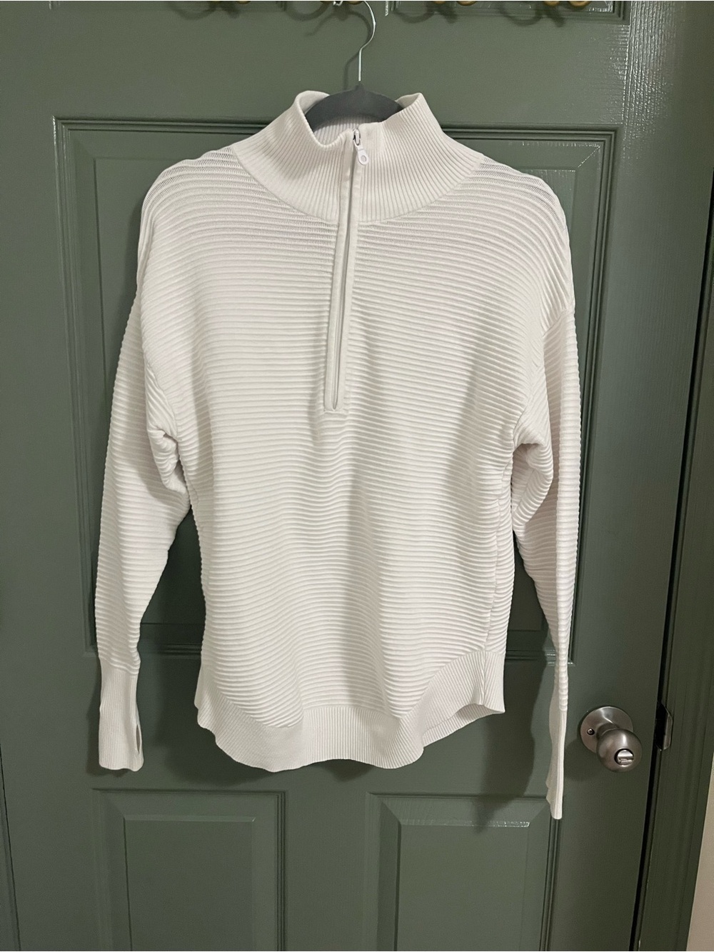 aerie Cream Ribbed Half-Zip Pullover